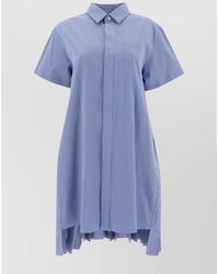 Sacai - Hem Asymmetry Pleated Back Short Sleeves Dress - Lyst