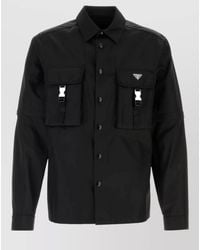 Prada - Renylon Shirt Jacket Collared Adjustable Cuffs Flap Pockets - Lyst
