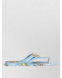 Dolce & Gabbana - Floral-Print Logo-Detail Thong Sandals - Lyst