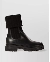 Gianvito Rossi - Ribbed Cuff Lug Sole Ankle Boots - Lyst