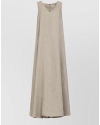Max Mara - Linen Flared Maxi Dress - Lyst