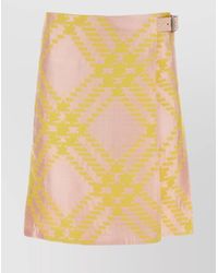 Burberry - Embroidered Pleated Cotton Blend Skirt - Lyst