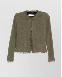 IRO - Cotton Jacket With Frayed Edges And Tweed Texture - Lyst
