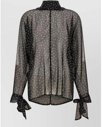 P.A.R.O.S.H. - Star Print Semi Sheer Long Sleeve Scarf Neck Blouse - Lyst