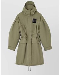 Ganni - Recycled Nylon Long Hooded Coat Adjustable Waist - Lyst