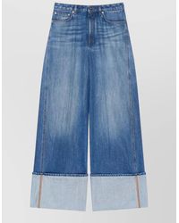 Givenchy - Wide Leg Denim Trousers Folded Cuffs - Lyst