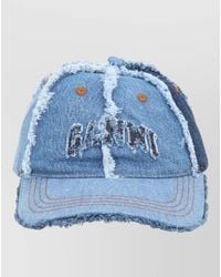 Ganni - Denim Patchwork Cap Adjustable Strap Detail - Lyst