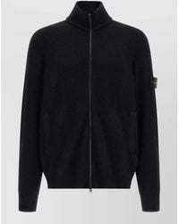 Stone Island - Virgin Wool Textured-Knit High-Neck Cardigan - Lyst