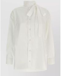 KENZO - Cotton Poplin Lavallière Collar Long-Sleeve Shirt - Lyst
