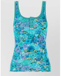 Chloé - Ribbed Printed Scoop-Neck Sleeveless Top - Lyst