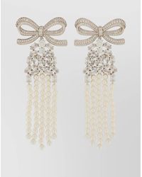 Self-Portrait - Drop Earrings With Bow - Lyst