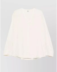 TOTEME - V-Neck Long-Sleeve Blouse - Lyst