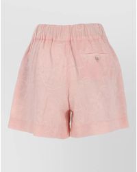 120% Lino - Linen Shorts Button Detail Back Pocket - Lyst
