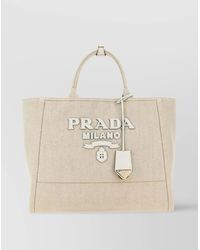 Prada - Shopping Canvas Tote Bag - Lyst