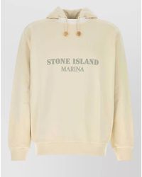 Stone Island - Cotton Hooded Sweatshirt Ribbed Cuffs Hem - Lyst