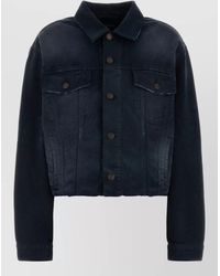 Balenciaga - Denim Jacket Long Sleeves Collared Neck Pockets - Lyst
