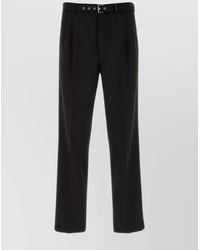 Prada - Wool High-Rise Pleated Straight-Leg Trousers - Lyst