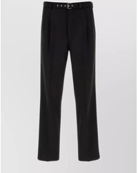 Prada - Wool High-Rise Pleated Straight-Leg Trousers - Lyst