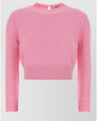 Jil Sander - Wool Blend Sweater Cropped Ribbed Cuffs Hem - Lyst