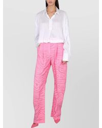 The Attico - Striped Cropped Collared Shirt With Long Sleeves - Lyst