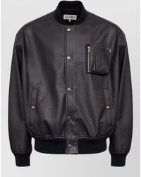 MM6 by Maison Margiela - Faux Leather Ribbed Bomber Jacket - Lyst