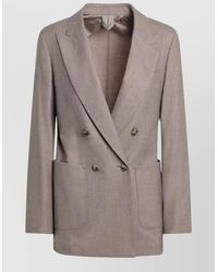 Max Mara - Double Breasted Jacket Notched Lapels Pockets - Lyst