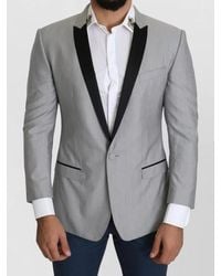 Dolce & Gabbana - Virgin Wool Silk Single-Breasted Blazer - Lyst