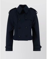 McQueen - Wool Trench Coat Cropped Length - Lyst