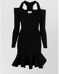 McQueen - Ribbed-Knit Dress With Straps And Ruffles - Lyst