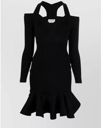 McQueen - Ribbed-Knit Dress With Straps And Ruffles - Lyst