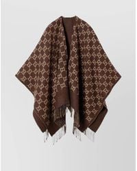 Gucci - Wool Cape With Fringe And Open Front - Lyst