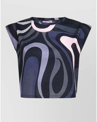 PUCCI - Marble-Print Cropped T-Shirt Clothing - Lyst