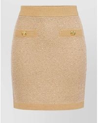 Elisabetta Franchi - Ribbed Knit Sequin Mini Skirt - Lyst