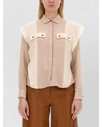 Alysi - Textured Shirt Collared Neck Chest Pockets - Lyst