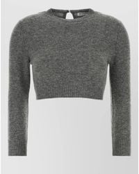 Jil Sander - Wool Blend Sweater Cropped Ribbed Cuffs Hem - Lyst