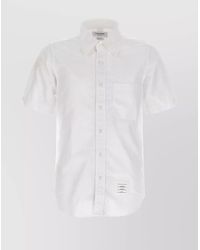 Thom Browne - Straight Fit Short Sleeve Cotton Shirt - Lyst