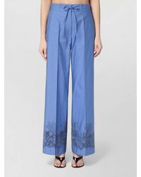 P.A.R.O.S.H. - Embroidered Cotton Wide-Leg Trousers - Lyst