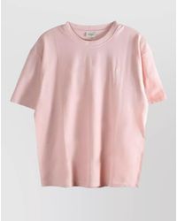 Saint Laurent - Cotton Logo Embroidered Crew Neck Short Sleeve T-Shirt - Lyst