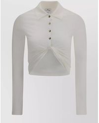 Courreges - Cotton Cropped Long-Sleeve Polo Shirt - Lyst