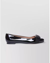 Ferragamo - Round Toe Patent Leather Ballerina Shoes - Lyst