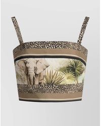 Elie Saab - Crop Top Cotton Printed Elephant Strappy - Lyst