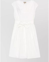 Woolrich - Short Cotton Dress V Neckline Bow - Lyst