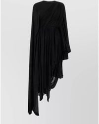 Balenciaga - Draped Asymmetric Long-Sleeve Midi Dress - Lyst