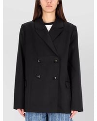Ganni - Doublebreasted Wool Jacket - Lyst