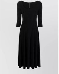 Norma Kamali - Polyester Scoop-Neck Flared Midi Dress - Lyst