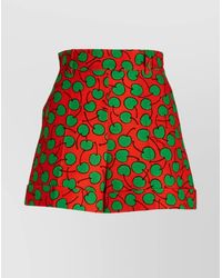Moschino - Cotton High-Rise Cherry-Print Tailored Shorts - Lyst