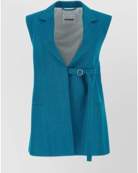 Jil Sander - Viscose Blend Vest With Collar And Front Pockets - Lyst