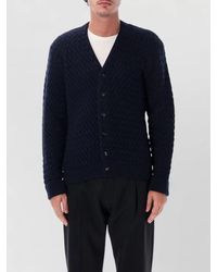 Bottega Veneta - Textured Knit V Neck Cardigan Jacket - Lyst