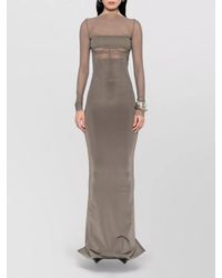 Rick Owens - Fitted Maxi Dress High Slit Square Neckline - Lyst