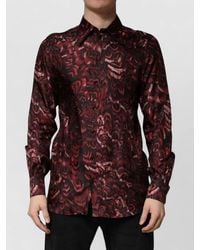 Dolce & Gabbana - Patterned Collared Dress Shirt Silk - Lyst